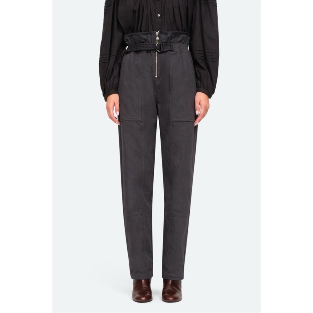 SEA New York Dark Gray Stan Belted Cotton High Rise Pants